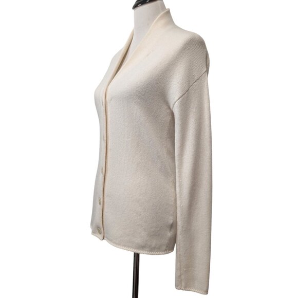 Theory Womens Size S Cream White 100% Cashmere 5 Button Front Cardigan Sweater - Picture 2 of 10